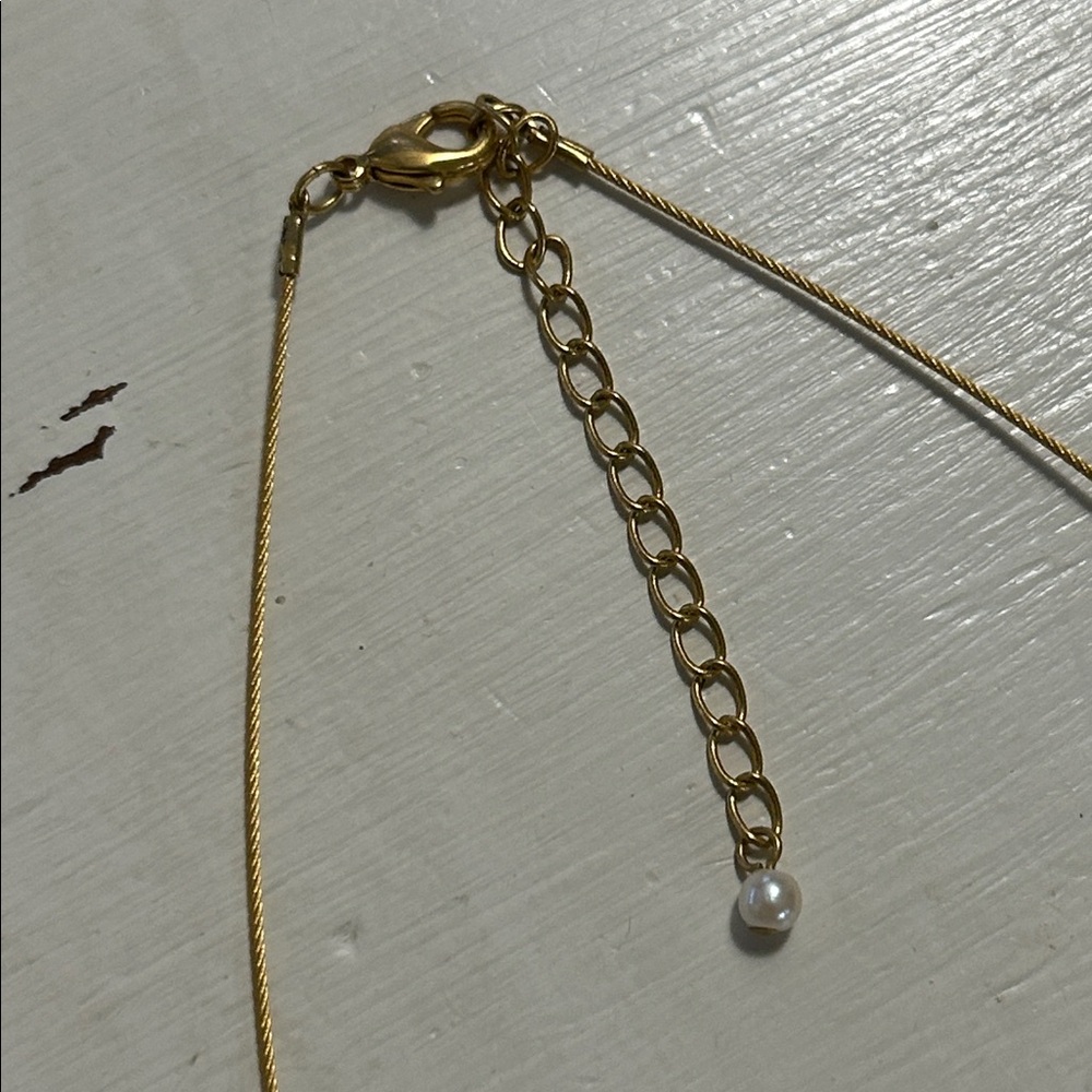 Vintage Gold Wire Faux Pearl Dangle Necklace, great Bridal/wedding necklace. - Picture 4 of 5